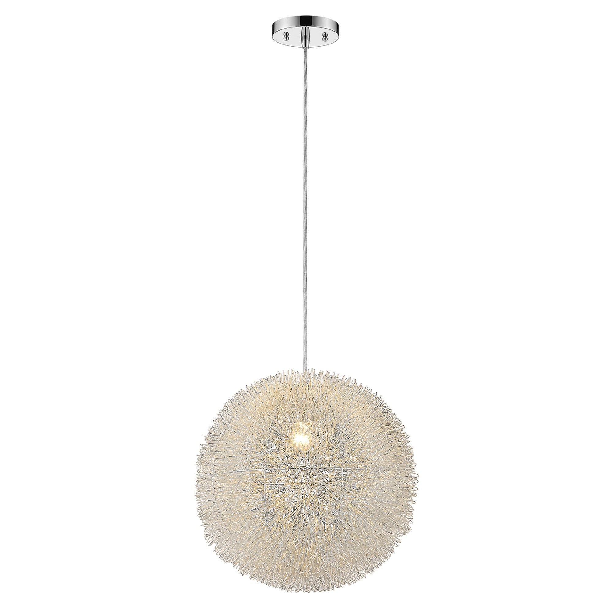 Luminary 1-Light Metallic Silver Pendant With Hand Woven Aluminum Wire Shade (12") - Homeroots - Flyclothing LLC
