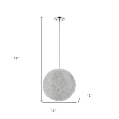 Luminary 1-Light Metallic Silver Pendant With Hand Woven Aluminum Wire Shade (12")
