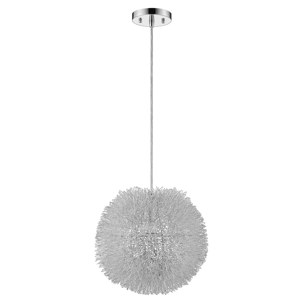 Luminary 1-Light Metallic Silver Pendant With Hand Woven Aluminum Wire Shade (15") - Homeroots