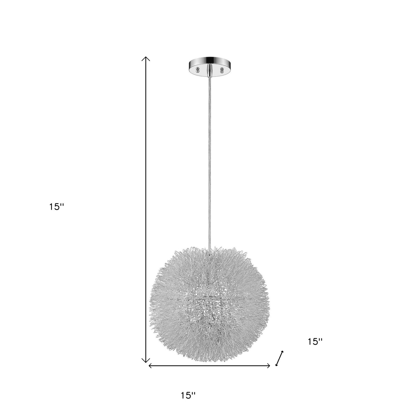 Luminary 1-Light Metallic Silver Pendant With Hand Woven Aluminum Wire Shade (15") - Homeroots - Flyclothing LLC