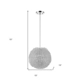 Luminary 1-Light Metallic Silver Pendant With Hand Woven Aluminum Wire Shade (15") - Homeroots
