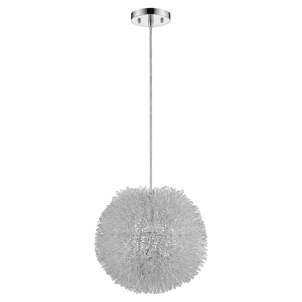 Luminary 1-Light Metallic Silver Pendant With Hand Woven Aluminum Wire Shade (15") - Homeroots