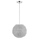 Luminary 1-Light Metallic Silver Pendant With Hand Woven Aluminum Wire Shade (15") - Homeroots