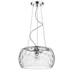 Mystere 1-Light Polished Chrome Pendant With Dimpled Glass Shade - Homeroots