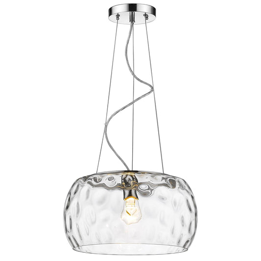 Mystere 1-Light Polished Chrome Pendant With Dimpled Glass Shade - Homeroots