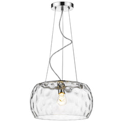 Mystere 1-Light Polished Chrome Pendant With Dimpled Glass Shade - Homeroots