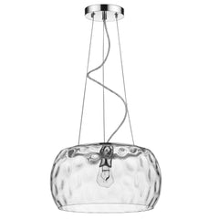 Mystere 1-Light Polished Chrome Pendant With Dimpled Glass Shade - Homeroots