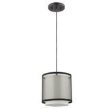 Antique Bronze Hanging Light with Fabric Shade - Homeroots