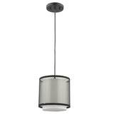 Antique Bronze Hanging Light with Fabric Shade - Homeroots