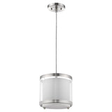 White and Silver Hanging Light with Fabric Shade - Homeroots