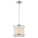 White and Silver Hanging Light with Fabric Shade - Homeroots