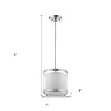 White and Silver Hanging Light with Fabric Shade - Homeroots - Flyclothing LLC