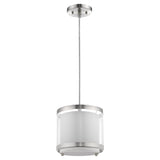 White and Silver Hanging Light with Fabric Shade - Homeroots