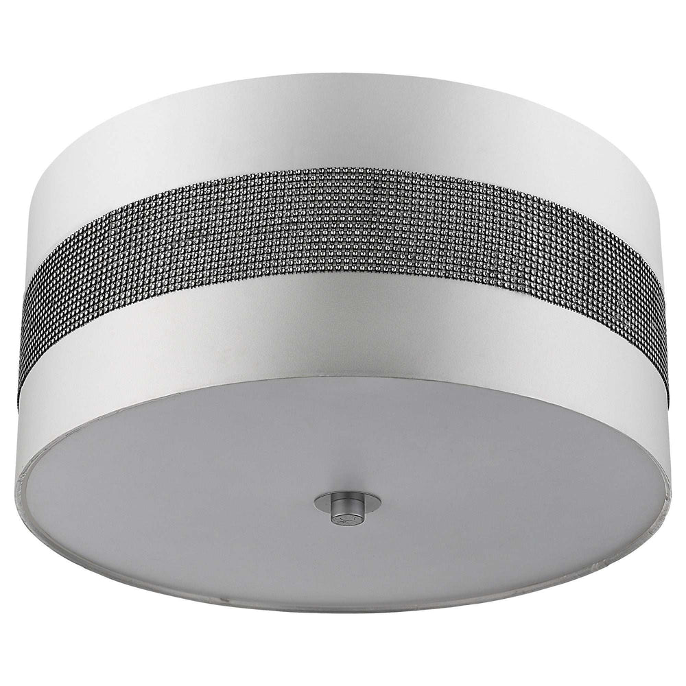 Harmony 3-Light Metallic Silver Pendant With Crystal Studded Platinum Sheen Shade - Homeroots - Flyclothing LLC