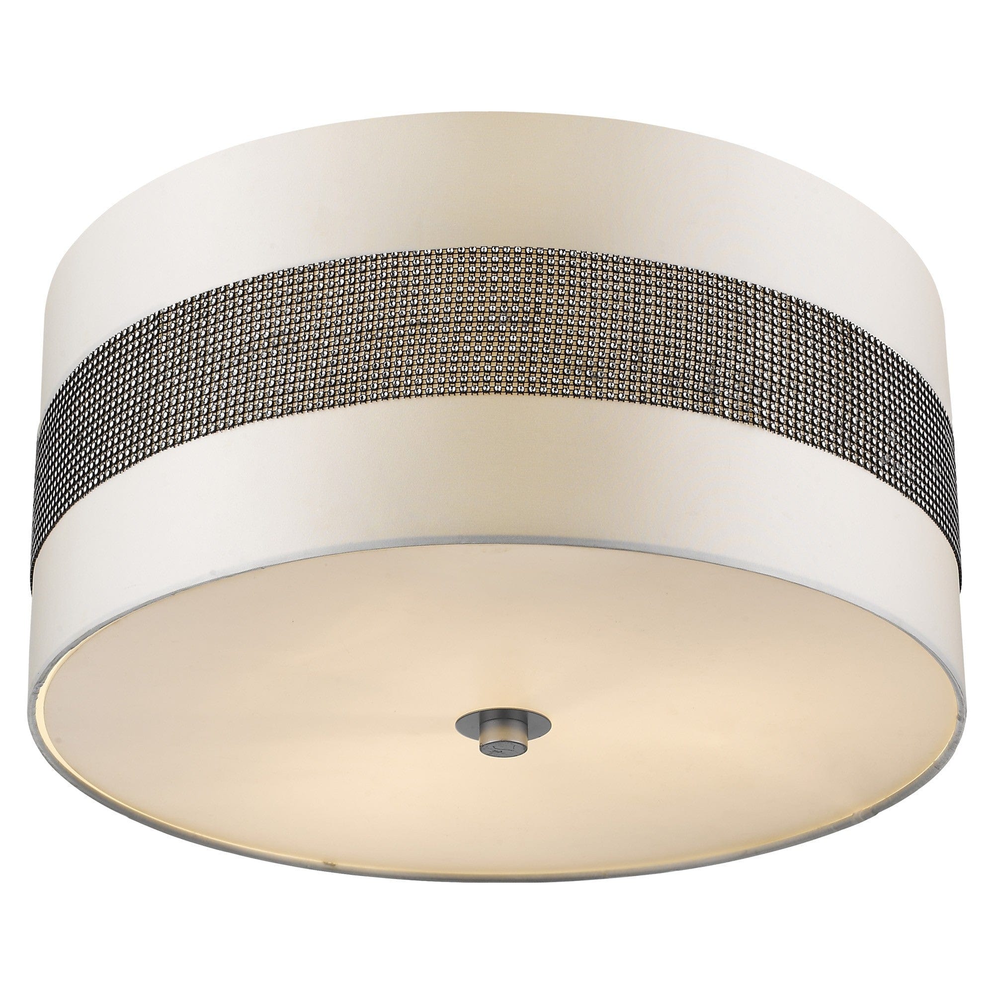 Harmony 3-Light Metallic Silver Pendant With Crystal Studded Platinum Sheen Shade - Homeroots