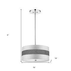 Harmony 3-Light Metallic Silver Pendant With Crystal Studded Platinum Sheen Shade - Homeroots