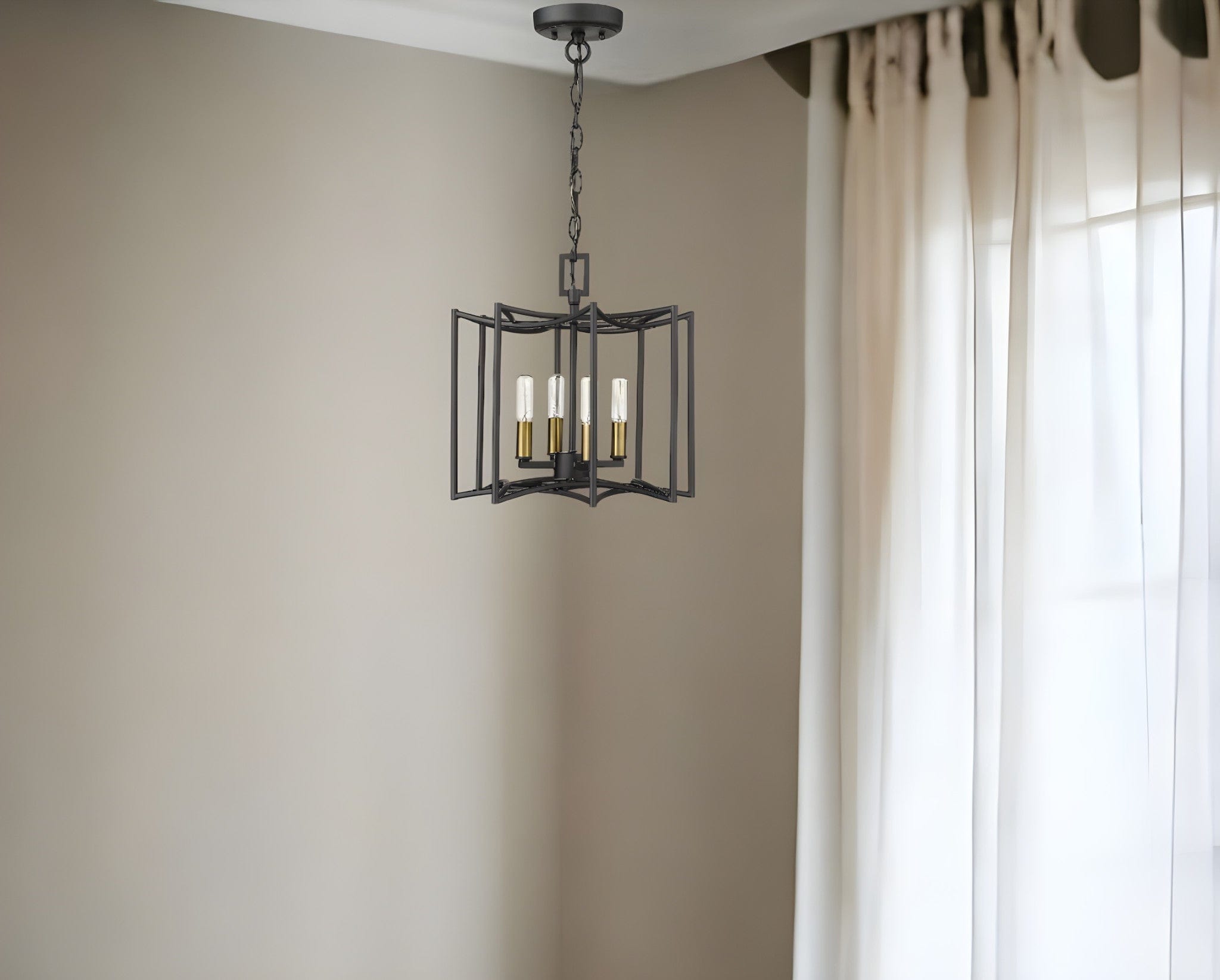 Rhian 4-Light Matte Black Pendant - Homeroots