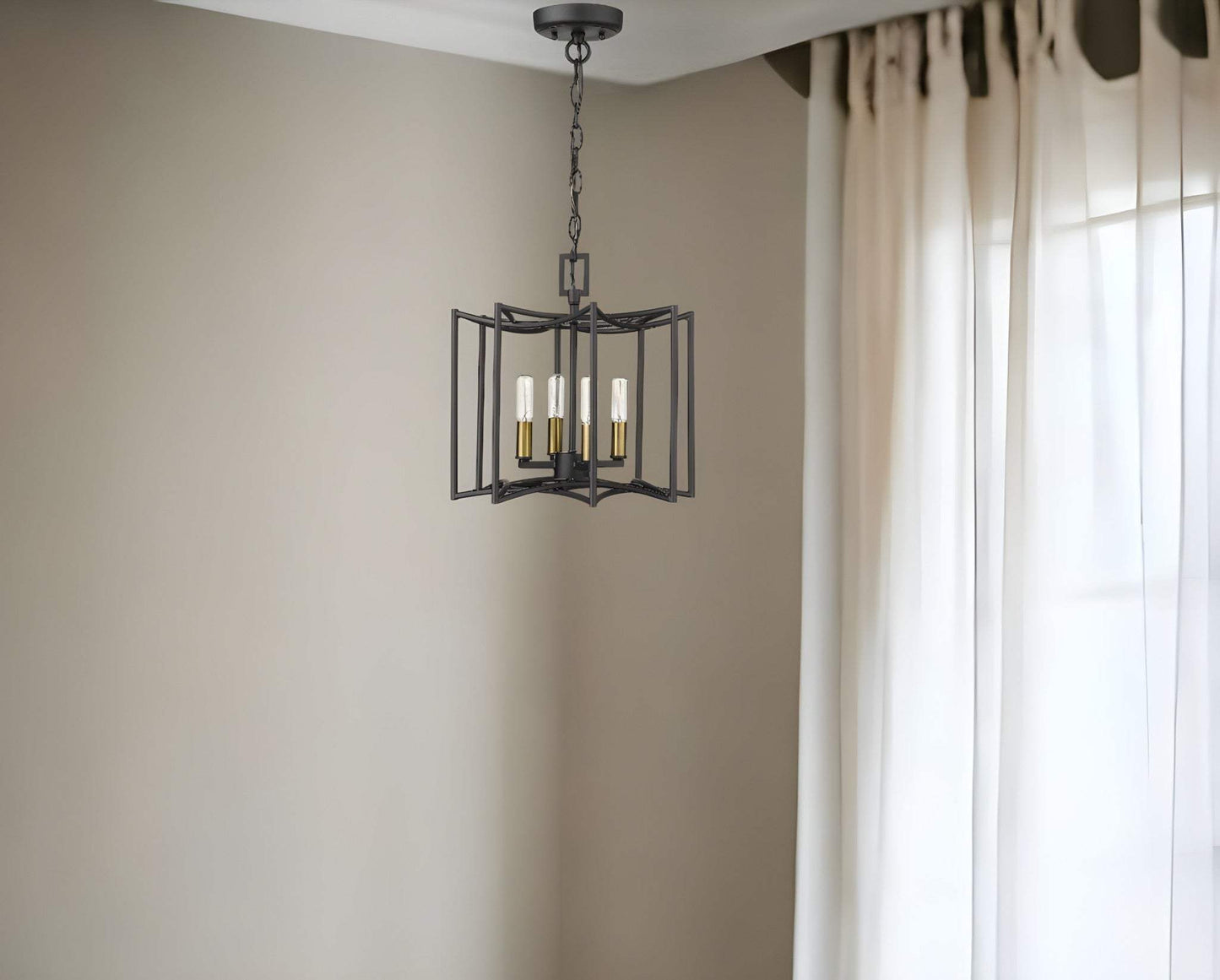 Rhian 4-Light Matte Black Pendant - Homeroots - Flyclothing LLC