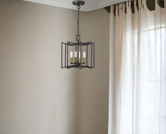 Rhian 4-Light Matte Black Pendant - Homeroots