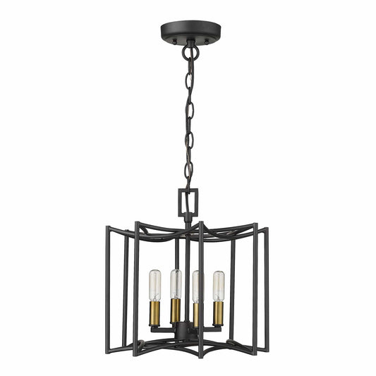 Rhian 4-Light Matte Black Pendant - Homeroots