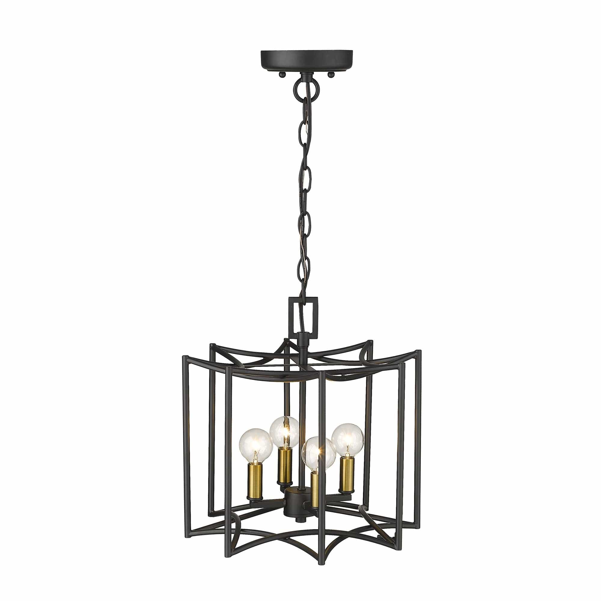 Rhian 4-Light Matte Black Pendant - Homeroots