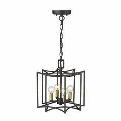 Rhian 4-Light Matte Black Pendant - Homeroots