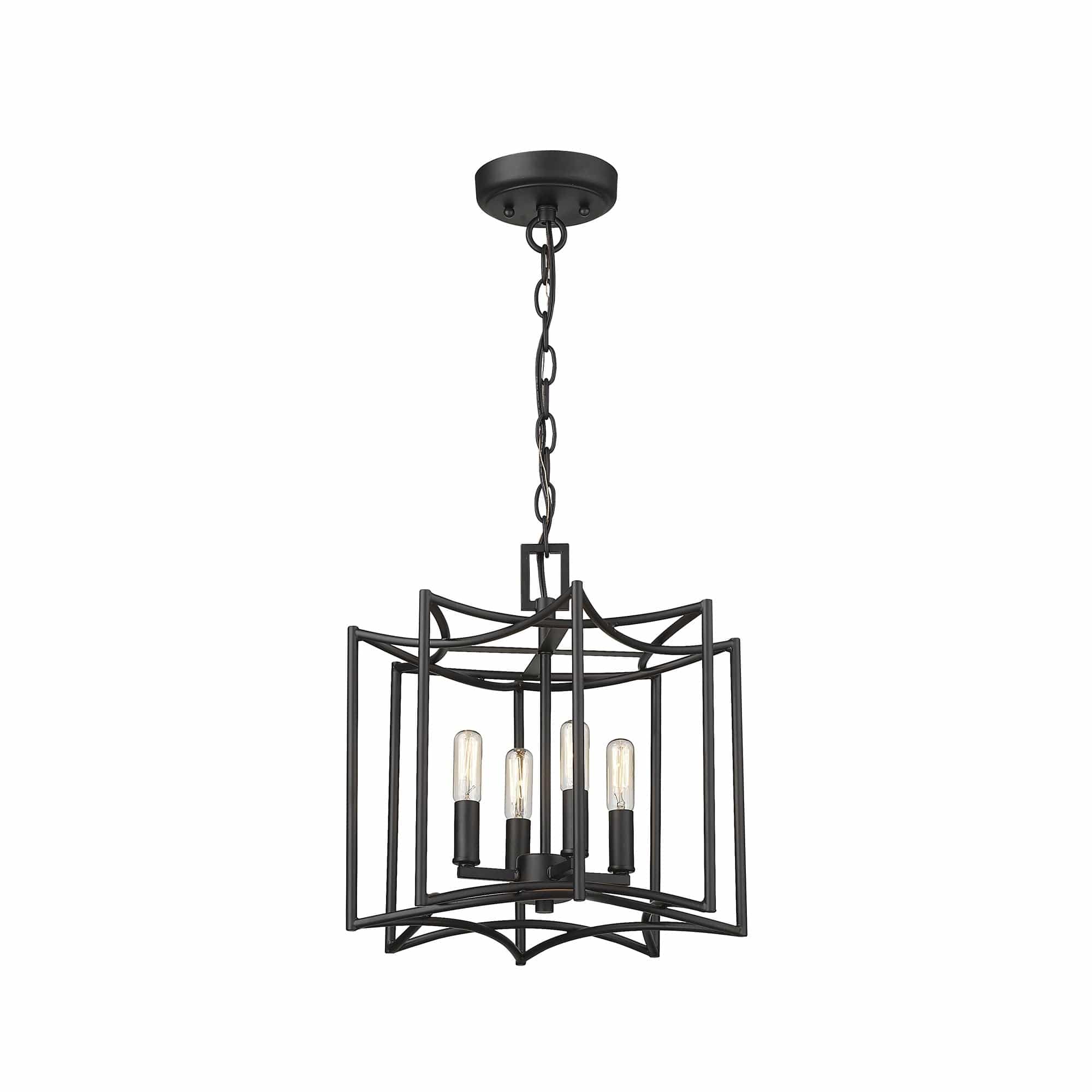 Rhian 4-Light Matte Black Pendant - Homeroots
