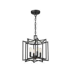 Rhian 4-Light Matte Black Pendant - Homeroots