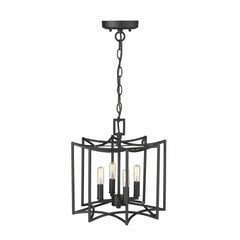 Rhian 4-Light Matte Black Pendant - Homeroots