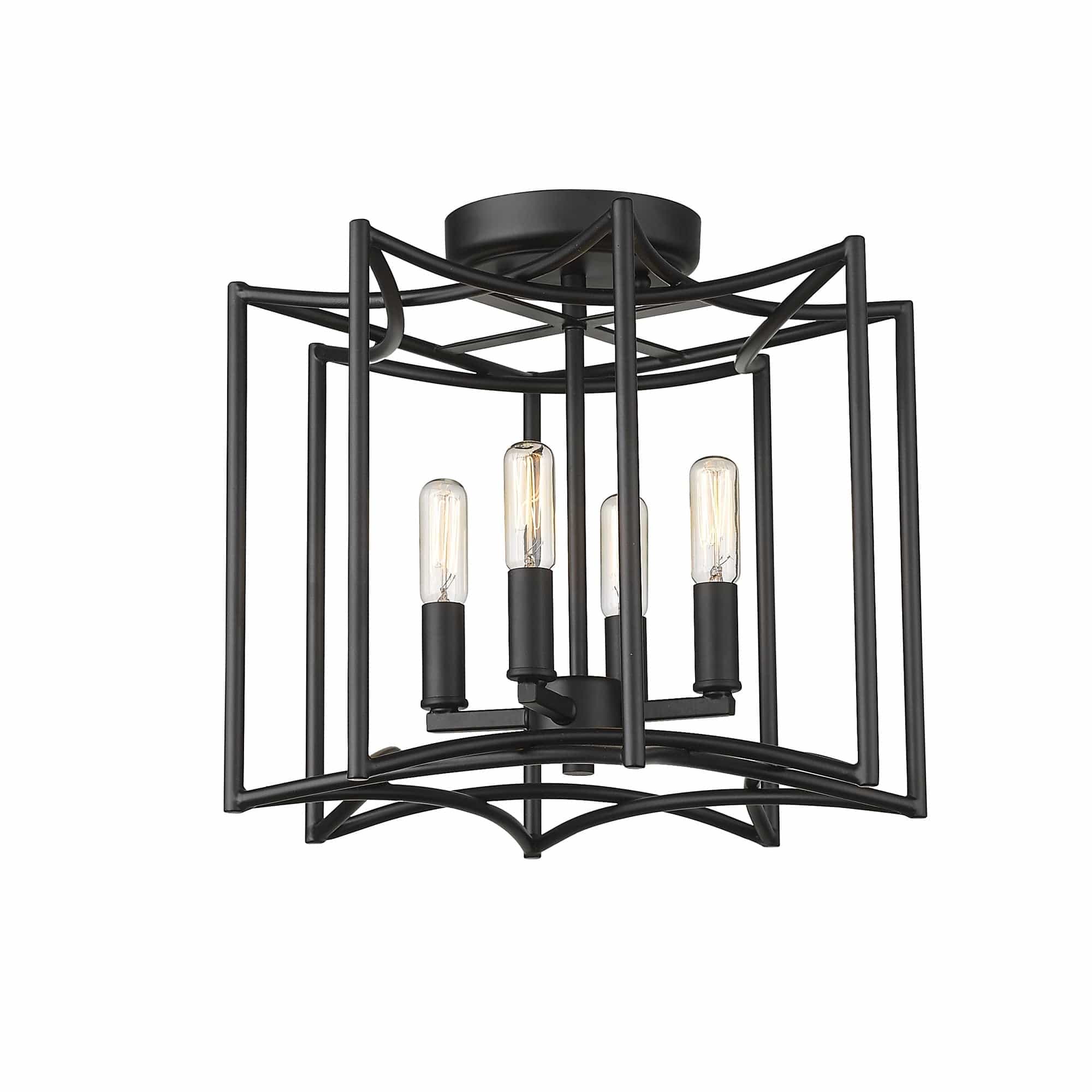 Rhian 4-Light Matte Black Pendant - Homeroots