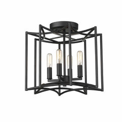 Rhian 4-Light Matte Black Pendant - Homeroots