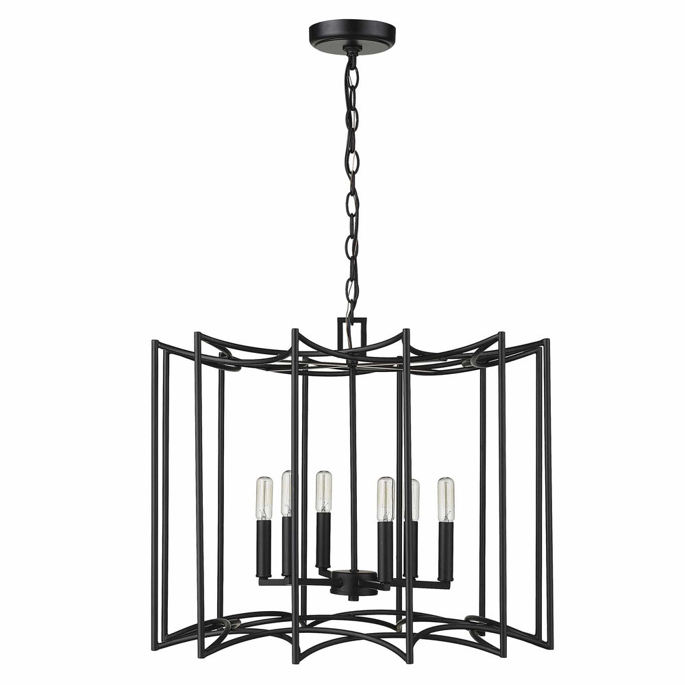 Rhian 8-Light Matte Black Pendant - Homeroots