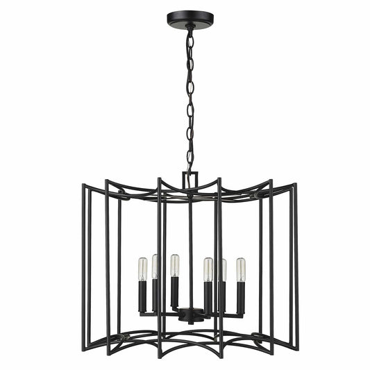 Rhian 8-Light Matte Black Pendant - Homeroots