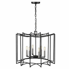 Rhian 8-Light Matte Black Pendant - Homeroots