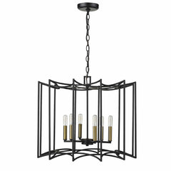Rhian 8-Light Matte Black Pendant - Homeroots