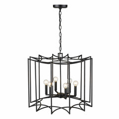 Rhian 8-Light Matte Black Pendant - Homeroots