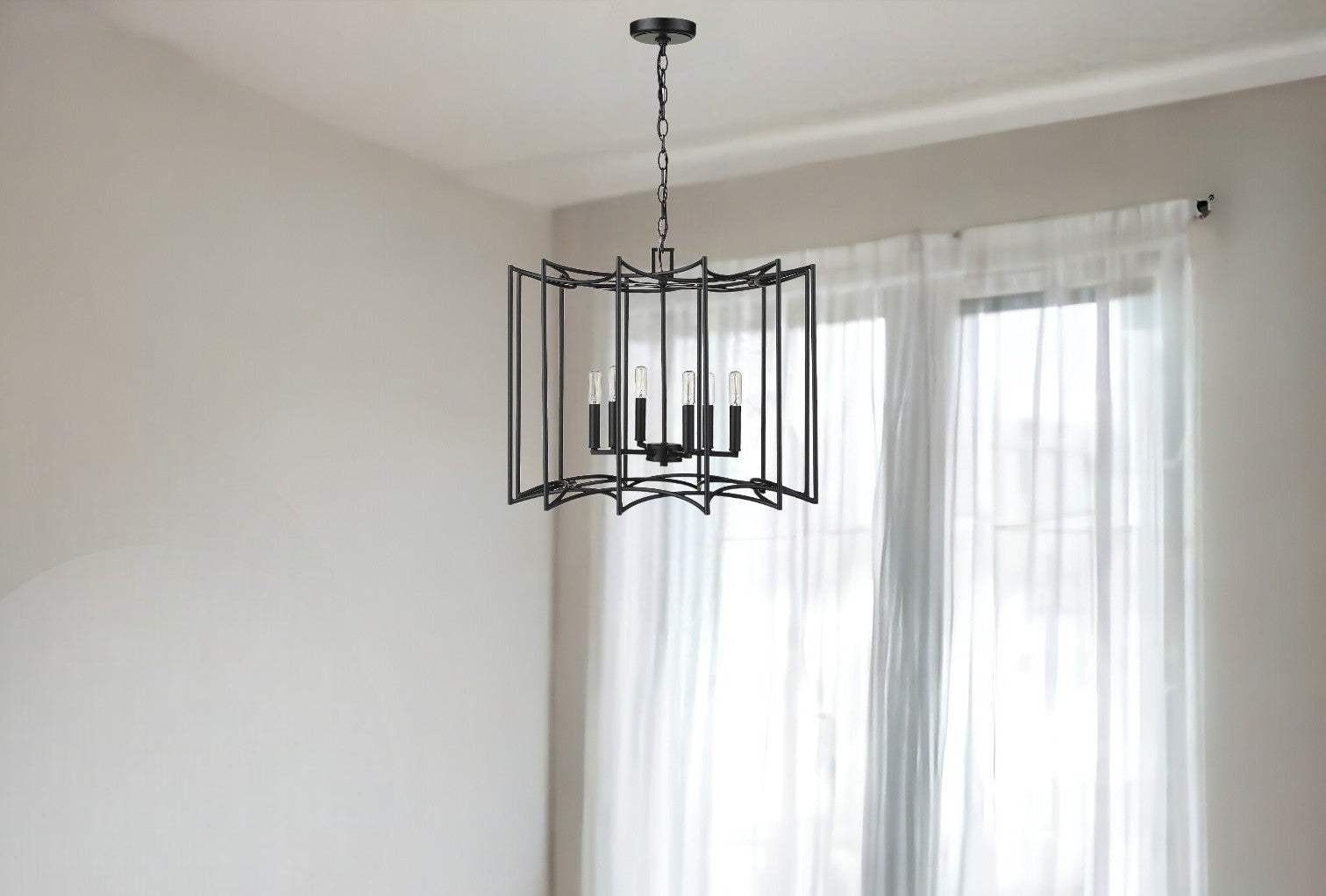 Rhian 8-Light Matte Black Pendant - Homeroots - Flyclothing LLC