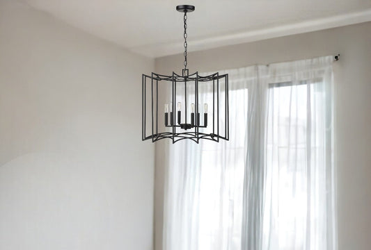 Rhian 8-Light Matte Black Pendant - Homeroots