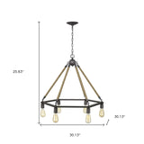 Brown and Black Six Light Metal Dimmable Chandelier - Homeroots - Flyclothing LLC