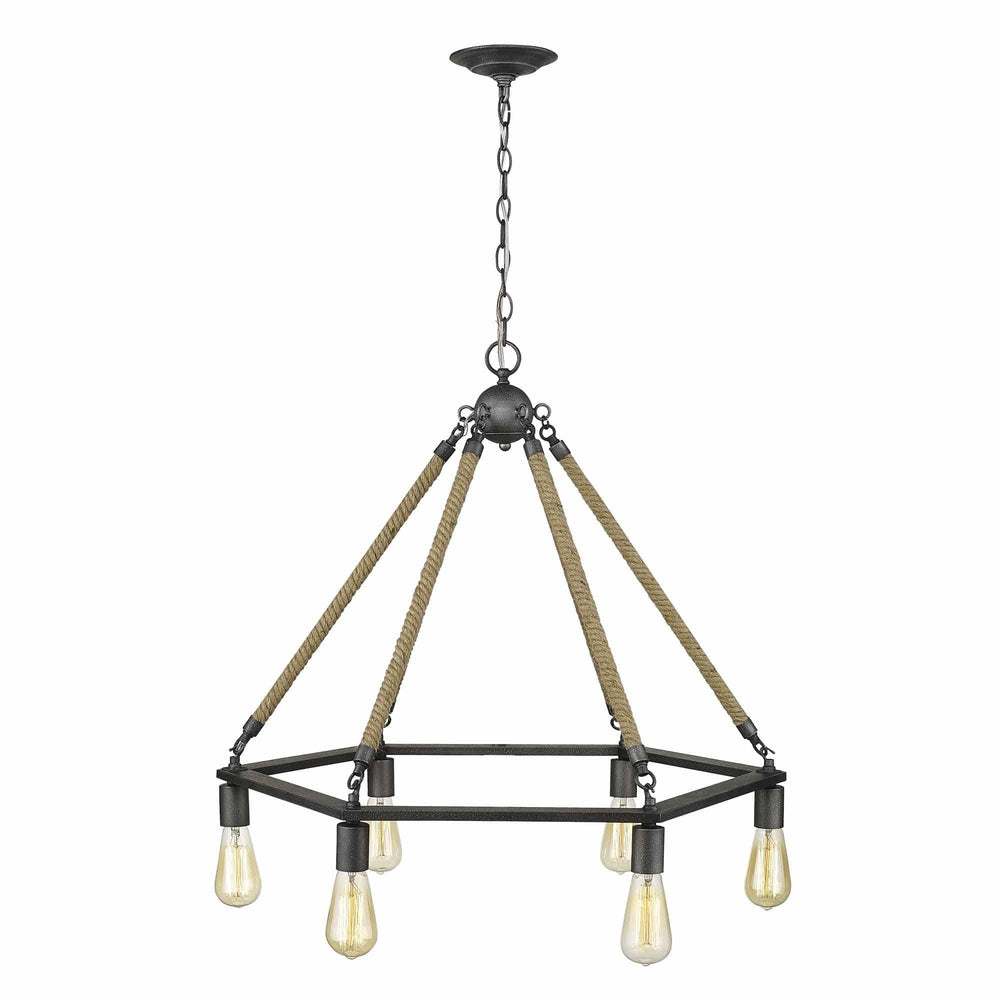 Brown and Black Six Light Metal Dimmable Chandelier - Homeroots - Flyclothing LLC