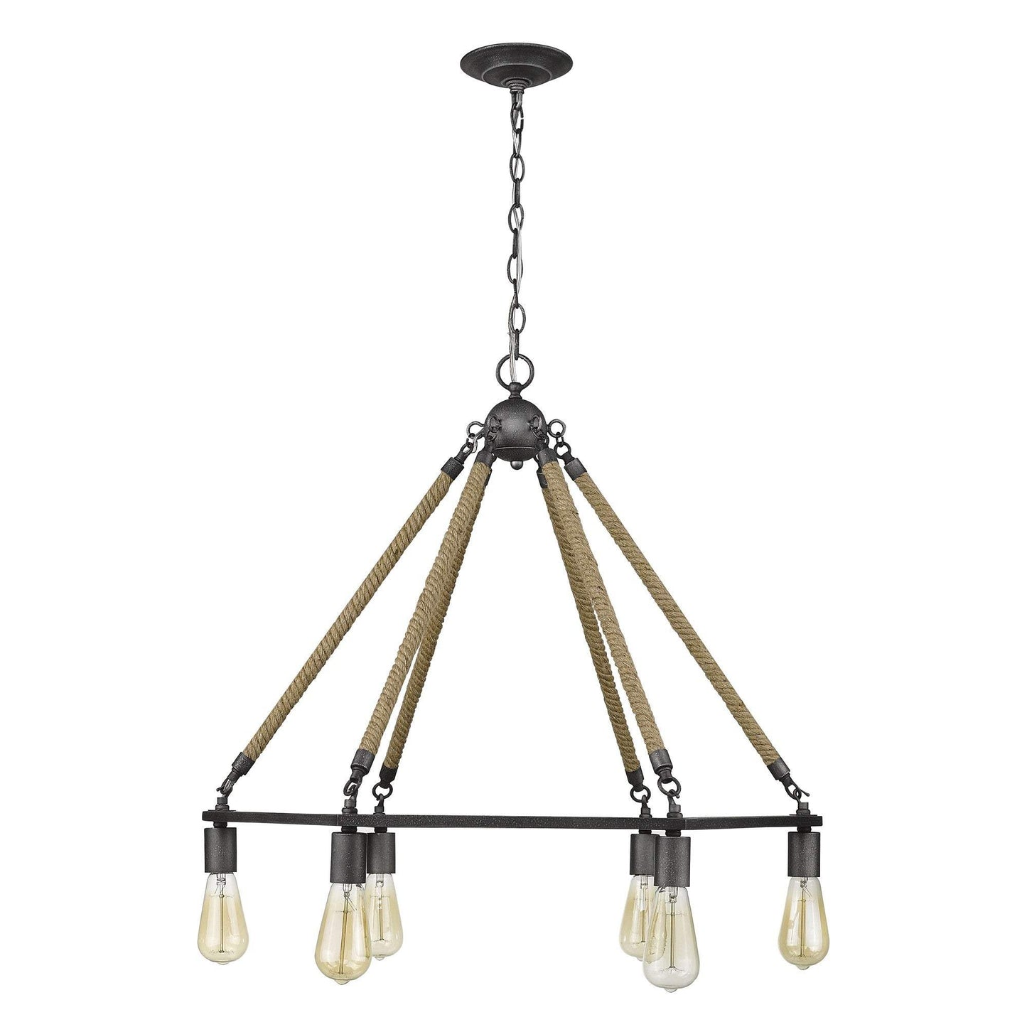 Brown and Black Six Light Metal Dimmable Chandelier - Homeroots - Flyclothing LLC