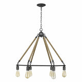 Brown and Black Six Light Metal Dimmable Chandelier - Homeroots