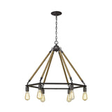 Brown and Black Six Light Metal Dimmable Chandelier - Homeroots - Flyclothing LLC