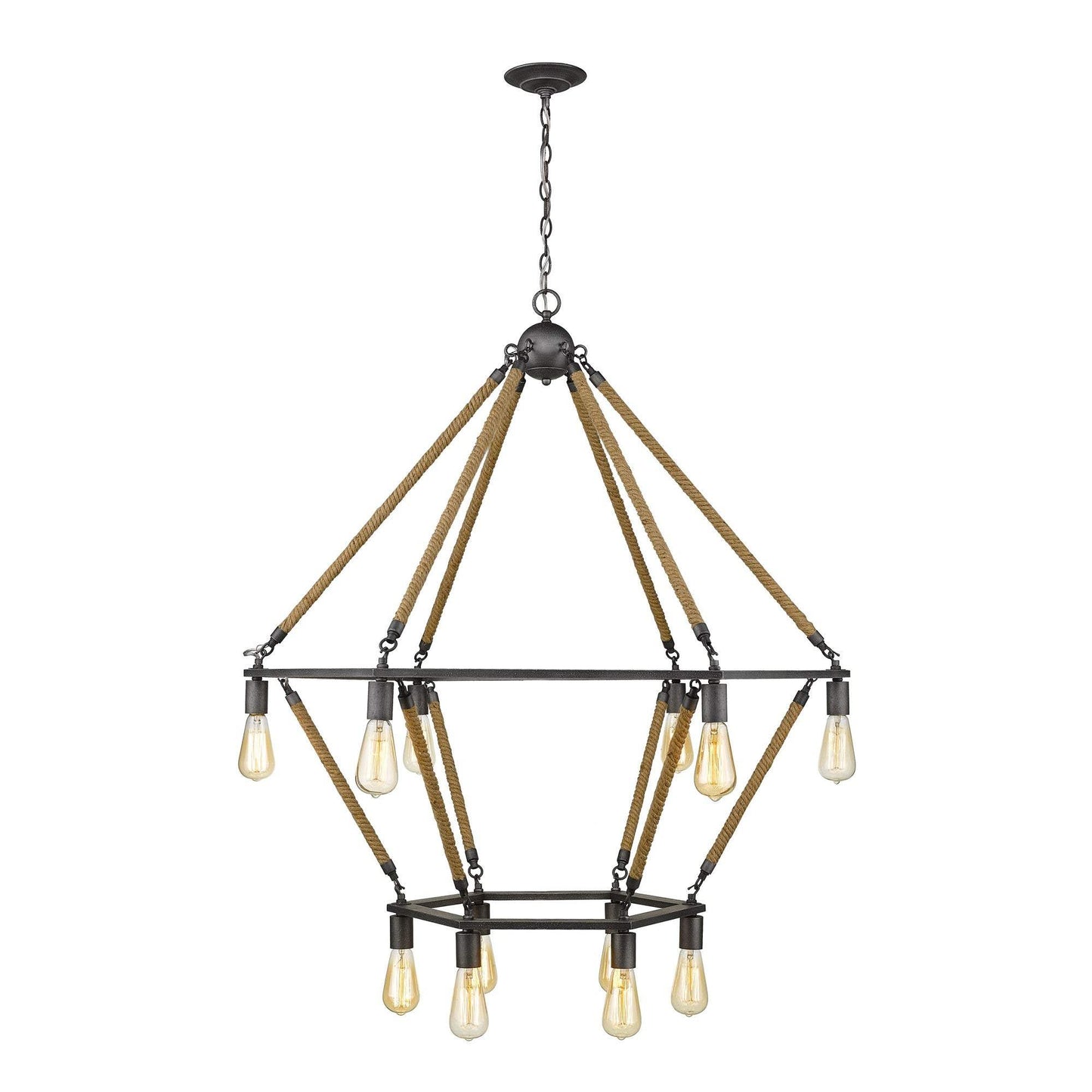 Brown and Black Twelve Light Metal Dimmable Chandelier - Homeroots - Flyclothing LLC