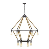 Brown and Black Twelve Light Metal Dimmable Chandelier - Homeroots - Flyclothing LLC