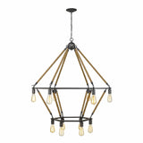 Brown and Black Twelve Light Metal Dimmable Chandelier