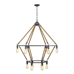 Brown and Black Twelve Light Metal Dimmable Chandelier