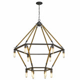 Brown and Black Twelve Light Metal Dimmable Chandelier - Homeroots