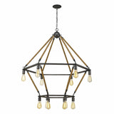 Brown and Black Twelve Light Metal Dimmable Chandelier - Homeroots - Flyclothing LLC