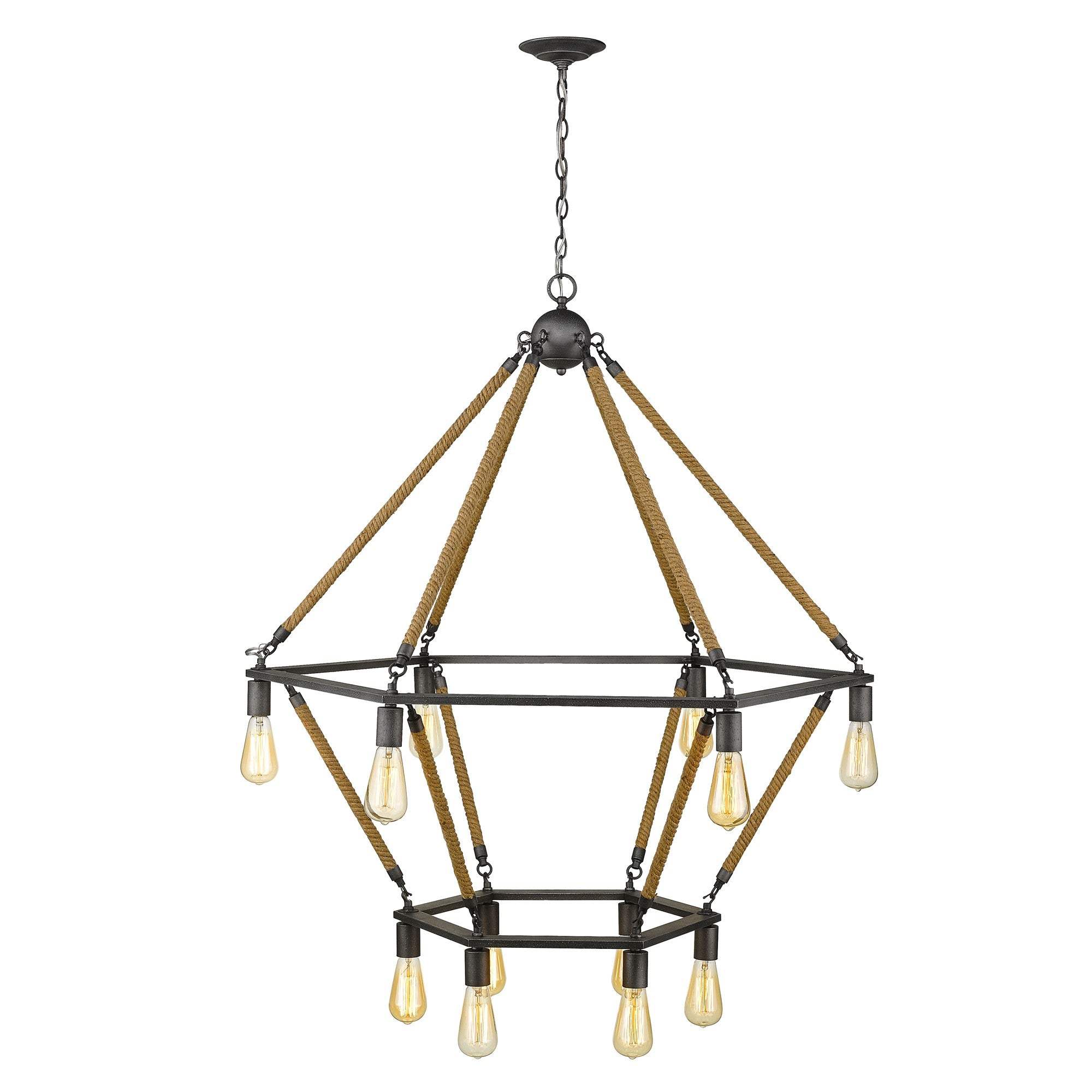 Brown and Black Twelve Light Metal Dimmable Chandelier - Homeroots - Flyclothing LLC